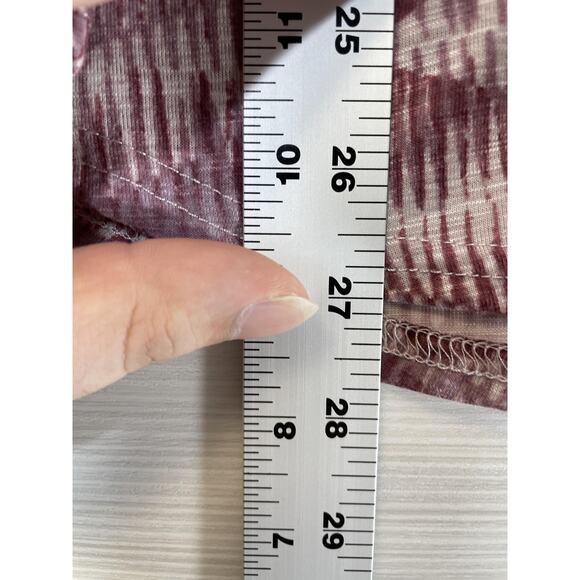 L.L.Bean Shirt Womens XL Burgundy Red Split Neck Short Sleeve Stretch Ikat Knit - Picture 4 of 8